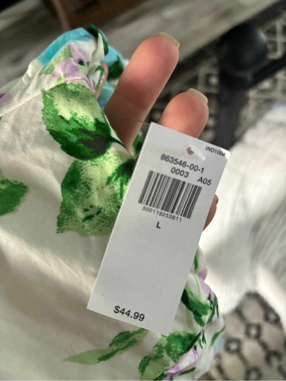 Old Navy White Floral V-Neck Casual Dress with Blue & Lavender Blooms - Picture 5 of 5